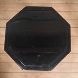 Pair of octagonal black lacquered wooden side tables