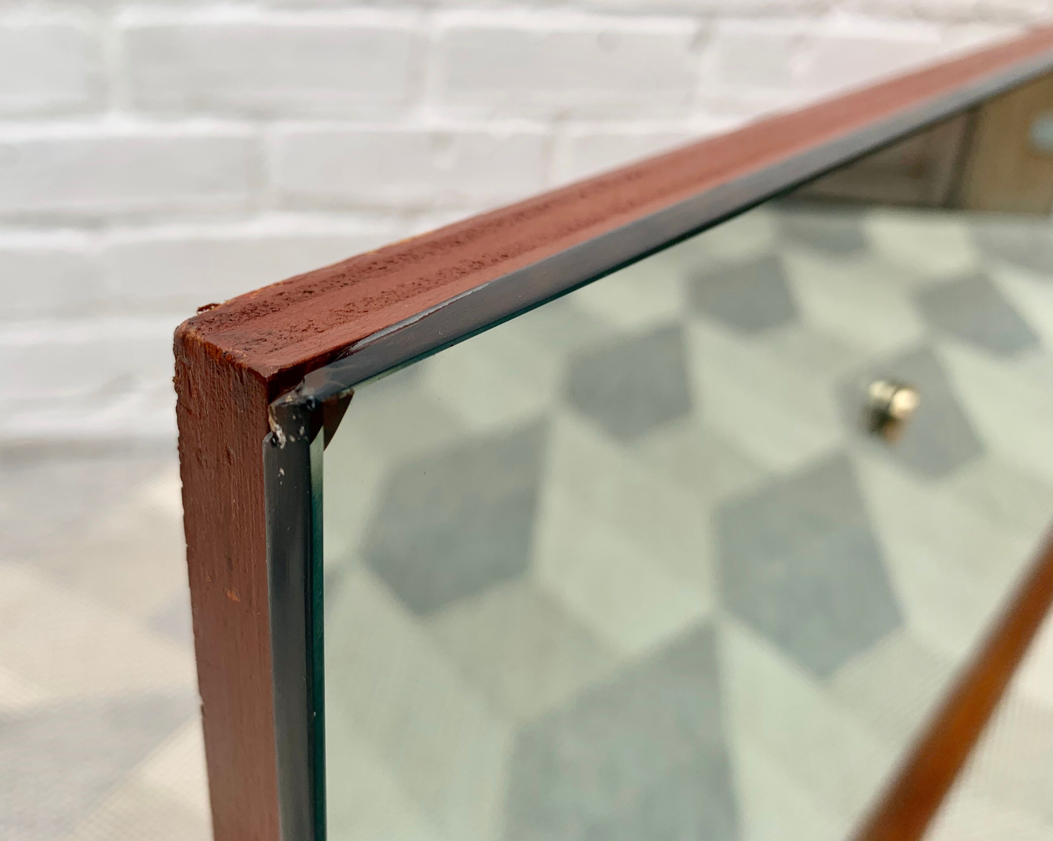 Vintage Rectangular Wall Mirror Teak Frame #D499 122x45cm