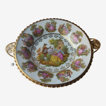 Coupe décor Fragonard porcelaine dorée or 22 carat Gloria Bayreuth