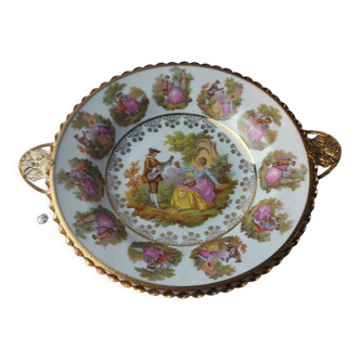 Coupe décor Fragonard porcelaine dorée or 22 carat Gloria Bayreuth