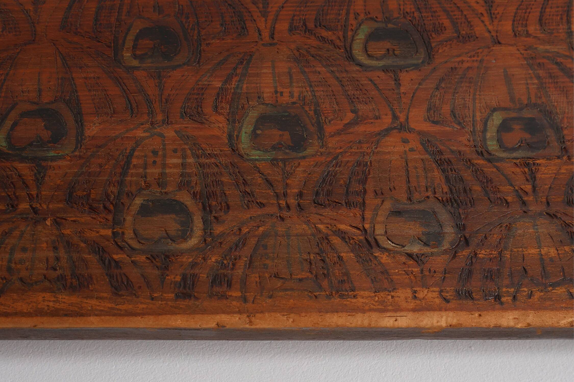 Miroir Art Nouveau à décor de paon peint à la main, France vers 1915