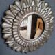Carved wood sun mirror 40cm silver ep 1960