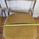 Pair of vintage folding chairs in gilded metal and 70s fabrics, restored