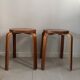 Pair of Artek stools model E60 (rare version with 4 legs), Alvar Aalto