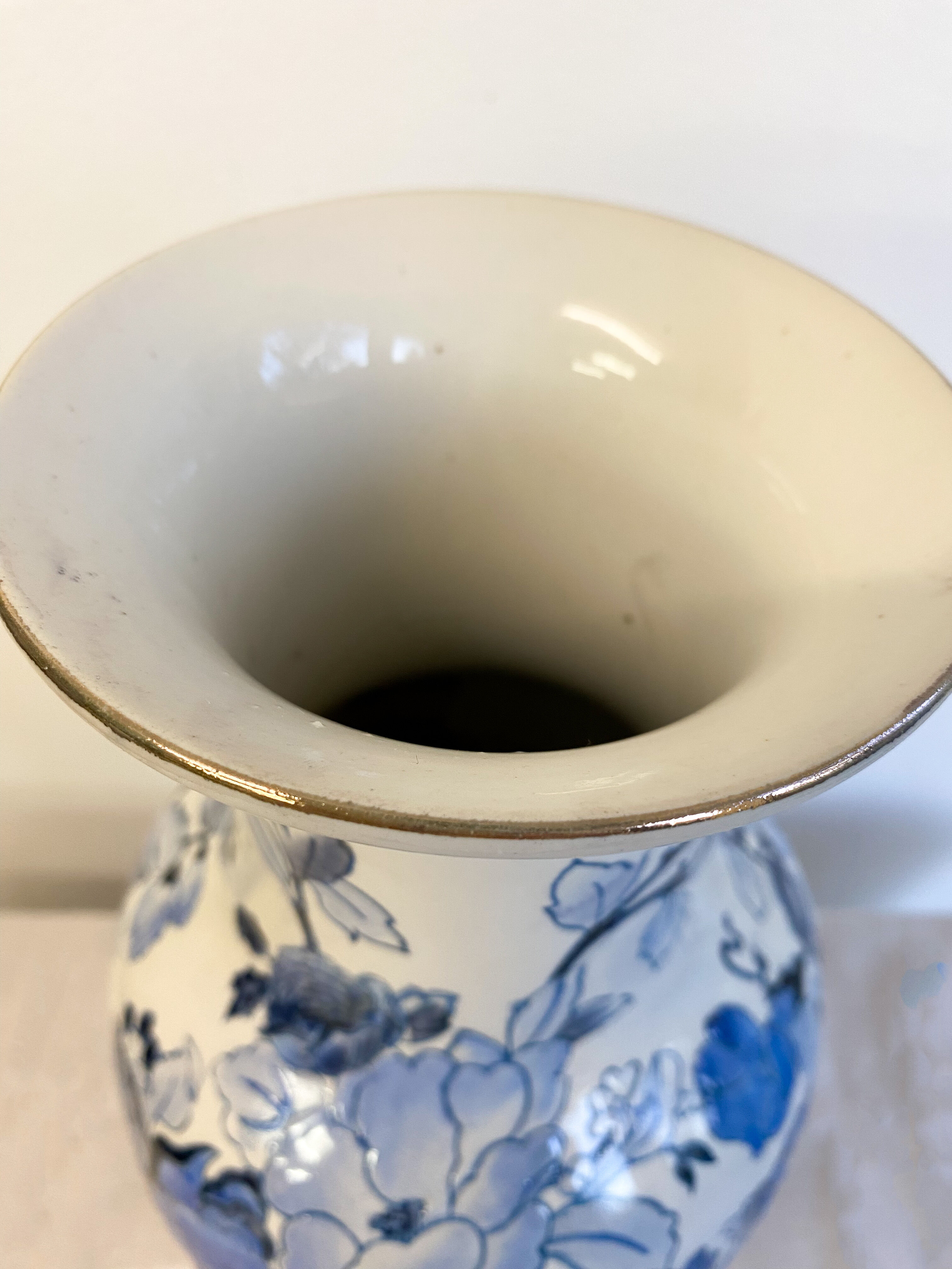 Chinese vase white and blue flower motifs