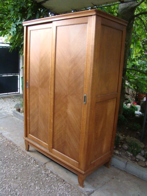 Sliding cabinet veneered vintage oak 50/60