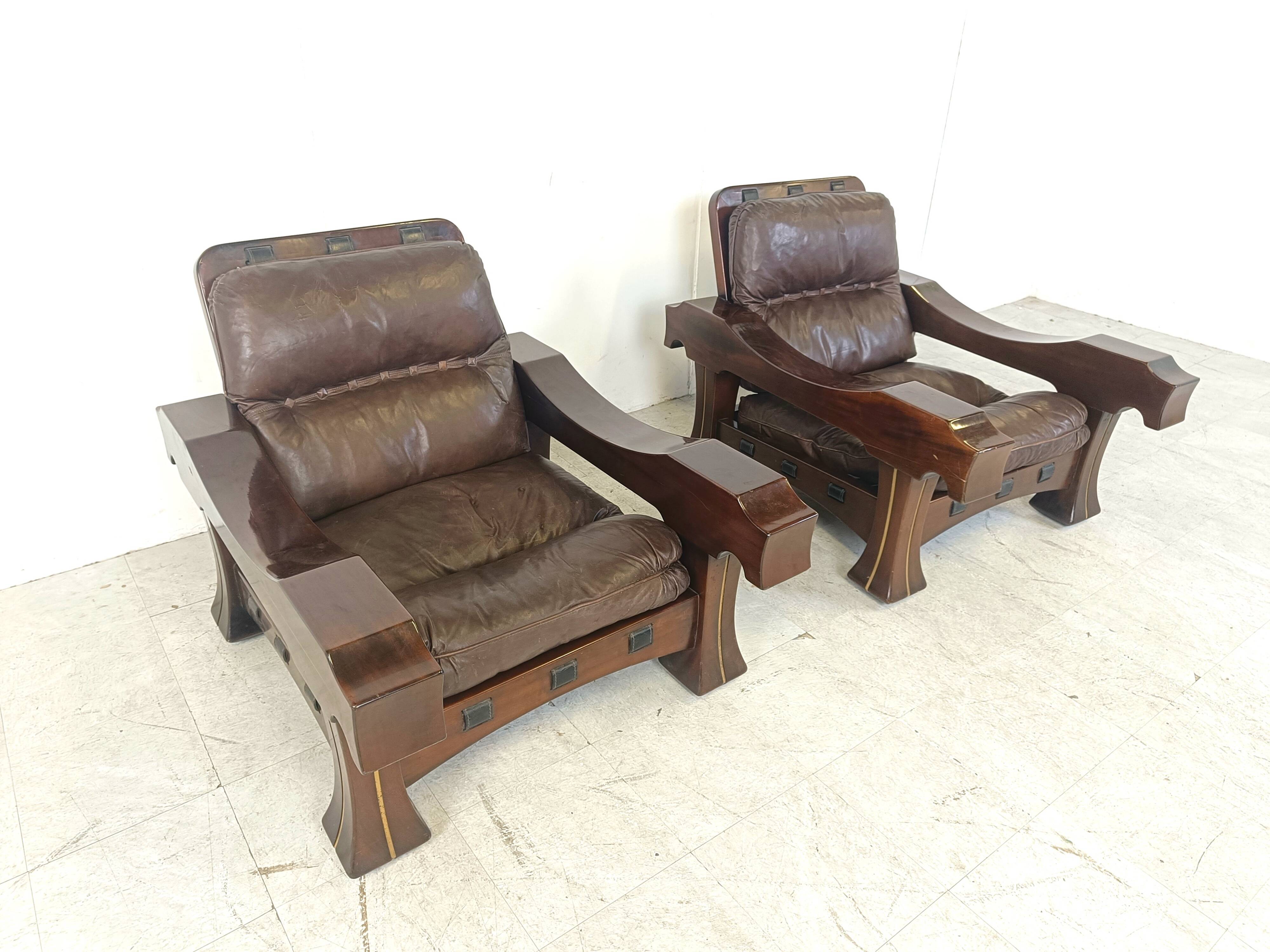 Pair of Ussaro model armchairs by Luciano Frigerio, 1960s