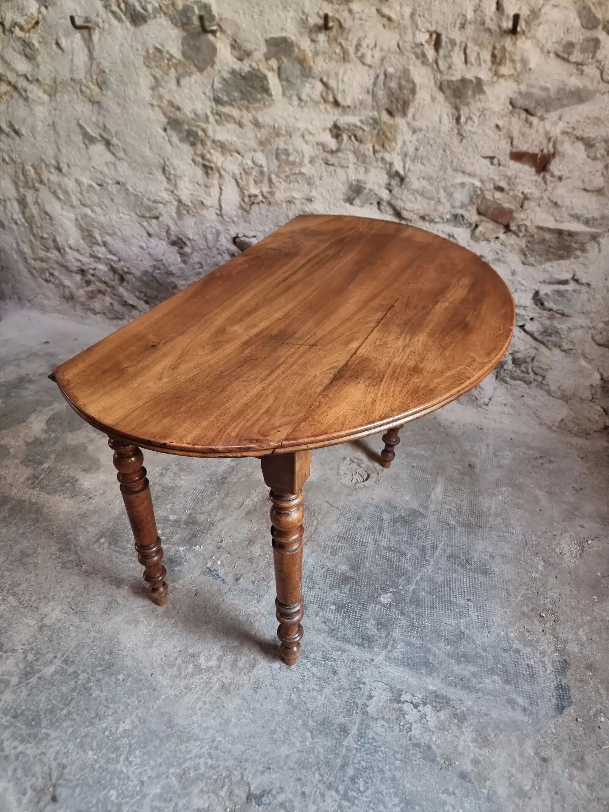Antique French walnut folding dining table
