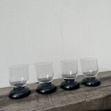 4 black water glasses 1990