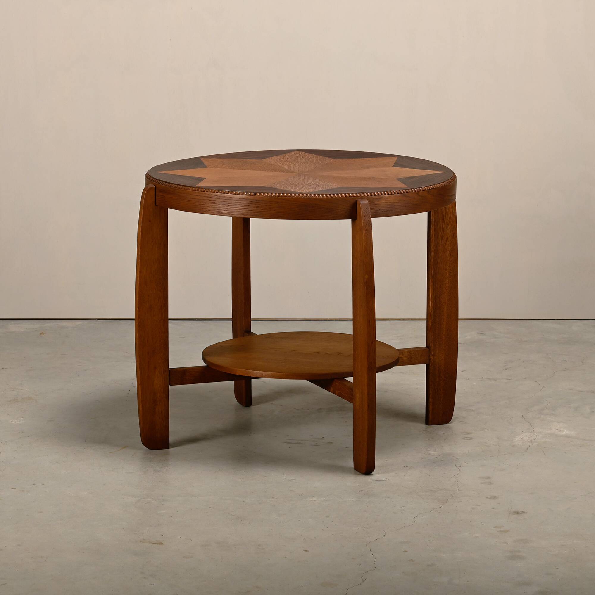 Dutch Art Deco Amsterdam School side table in Oak with star