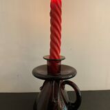 Biot blown and bubbled glass case candlestick