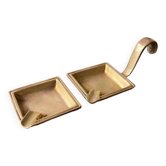 Duo of stackable bronze ashtrays