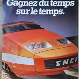 Original old SNCF poster "TGV save time" 1981