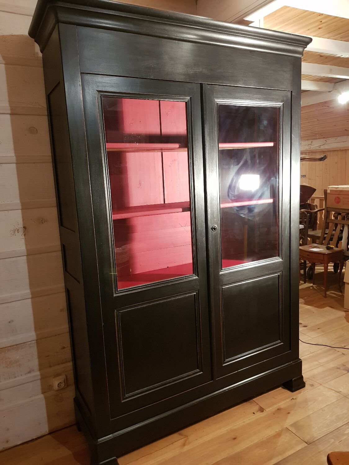 Bookcase louis Philippe patinated black.