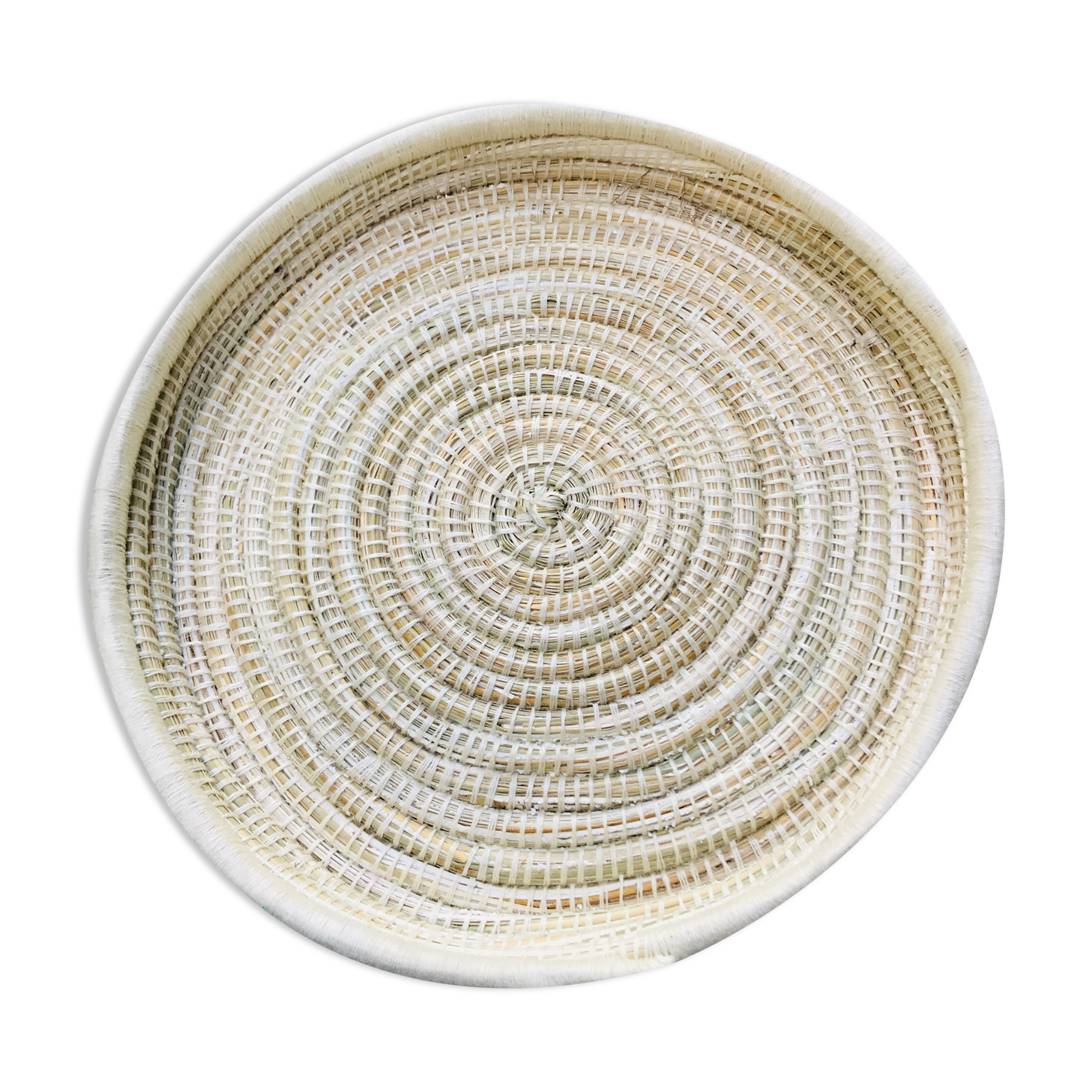 Berber ethnic basket white wool