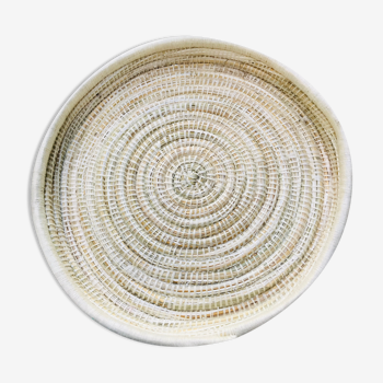 Berber ethnic basket white wool
