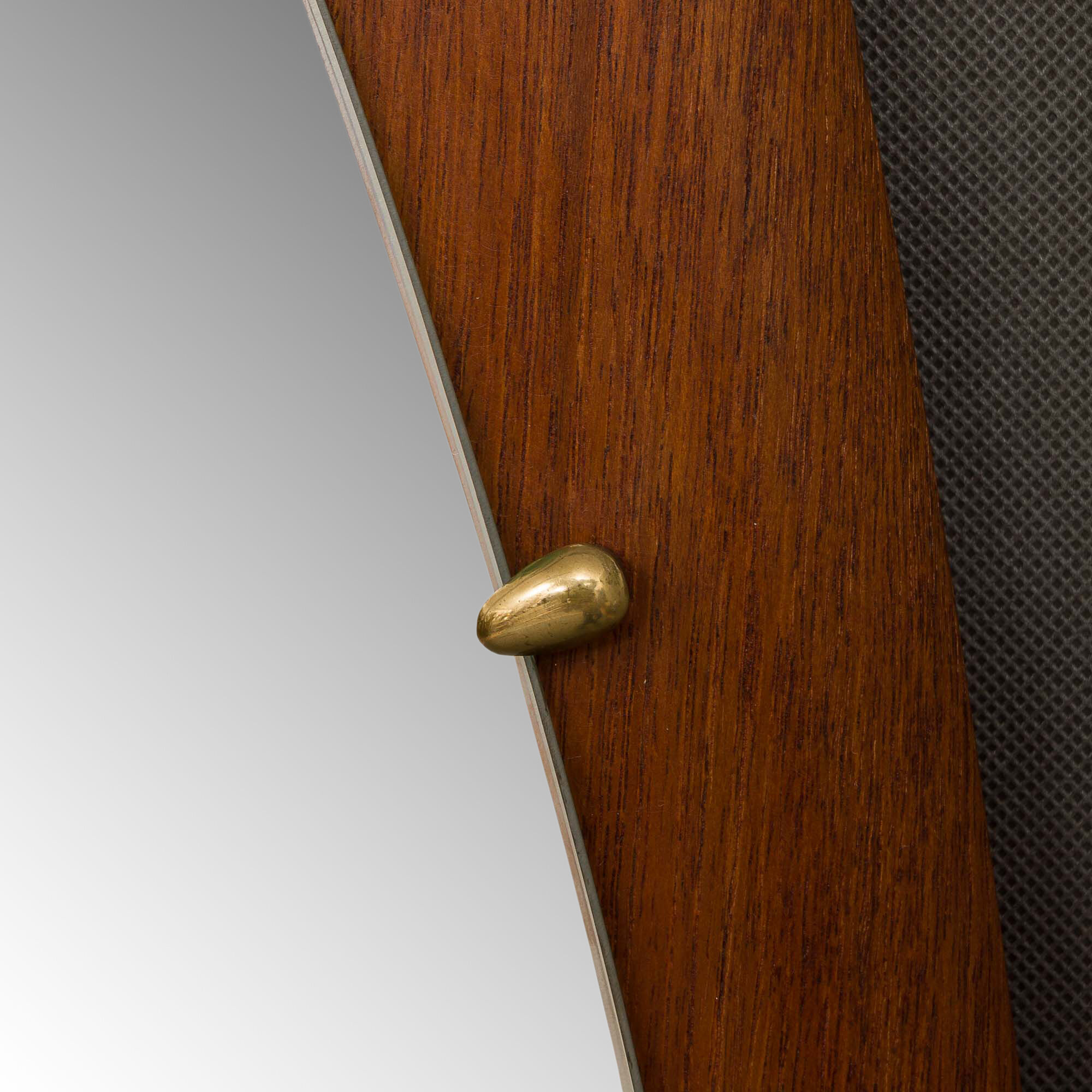 Oval italian mid-century teak mirror - 157x48cm