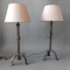 Pair of Brutalist style lamps in wrought iron 1950.