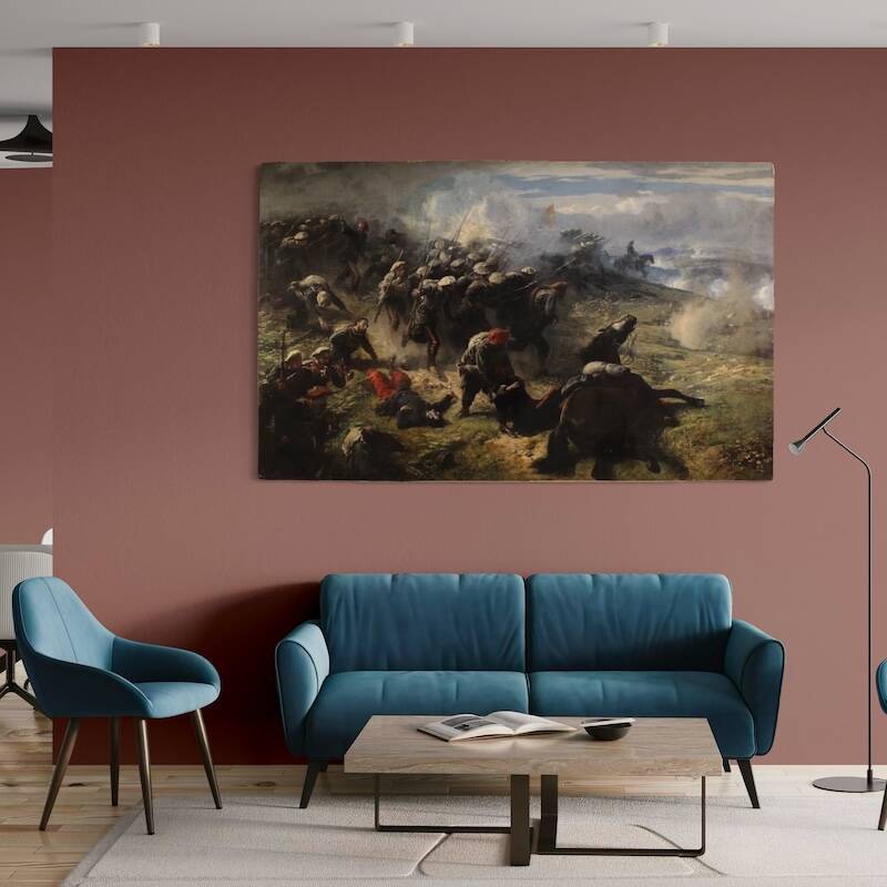Great battle of the 19th century, painting signed H.P.