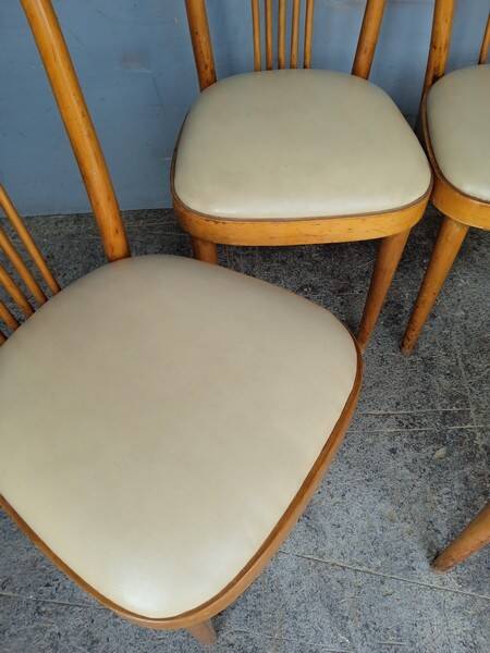 4 designer chairs in bent beech ep 1950 Italy