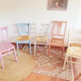 Set of 5 pretty patinated chairs