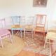 Set of 5 pretty patinated chairs