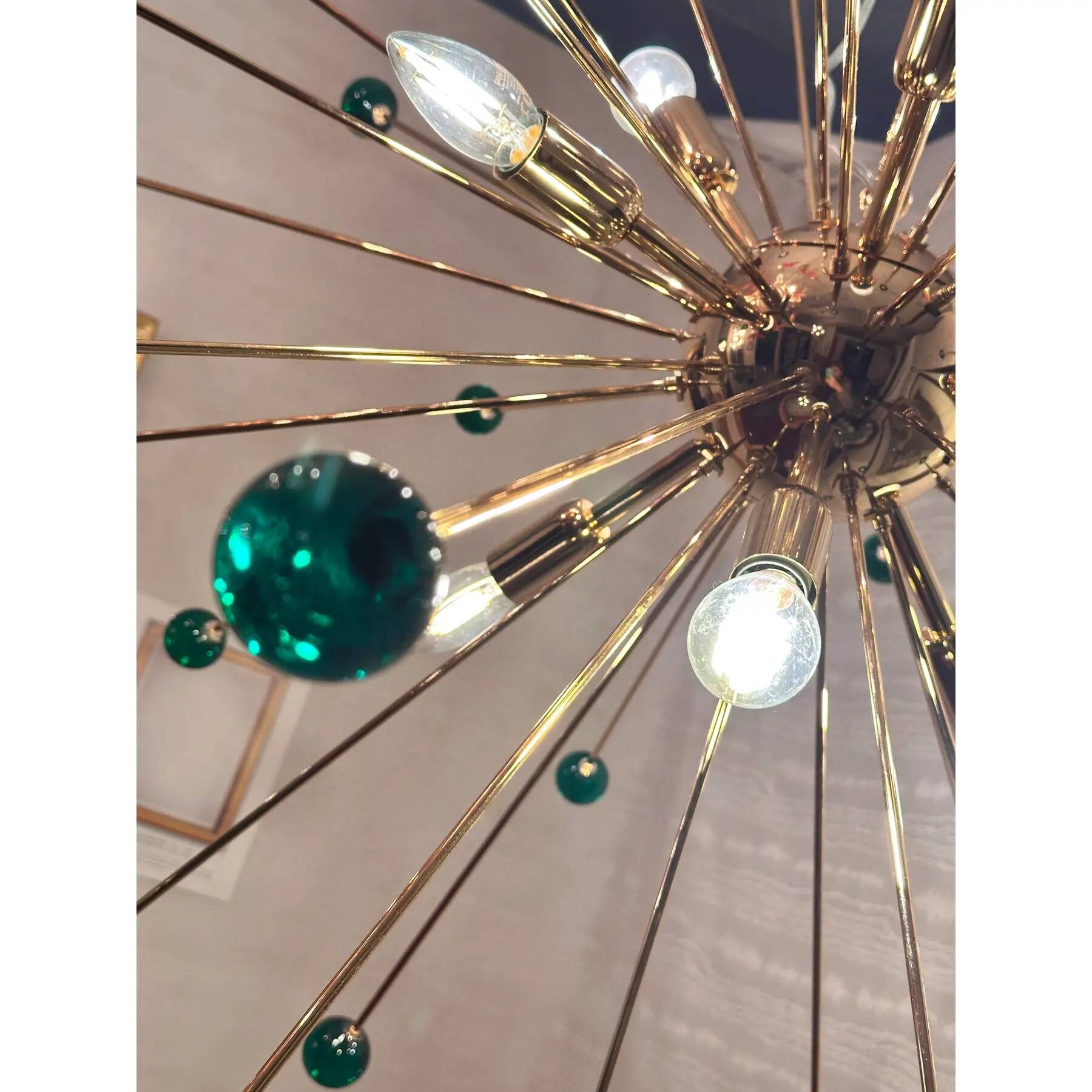 Contemporary Green “Star” Murano Glass Sputnik Chandelier