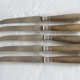 5 anciens couteaux à fruit, lame en argent, sabatier