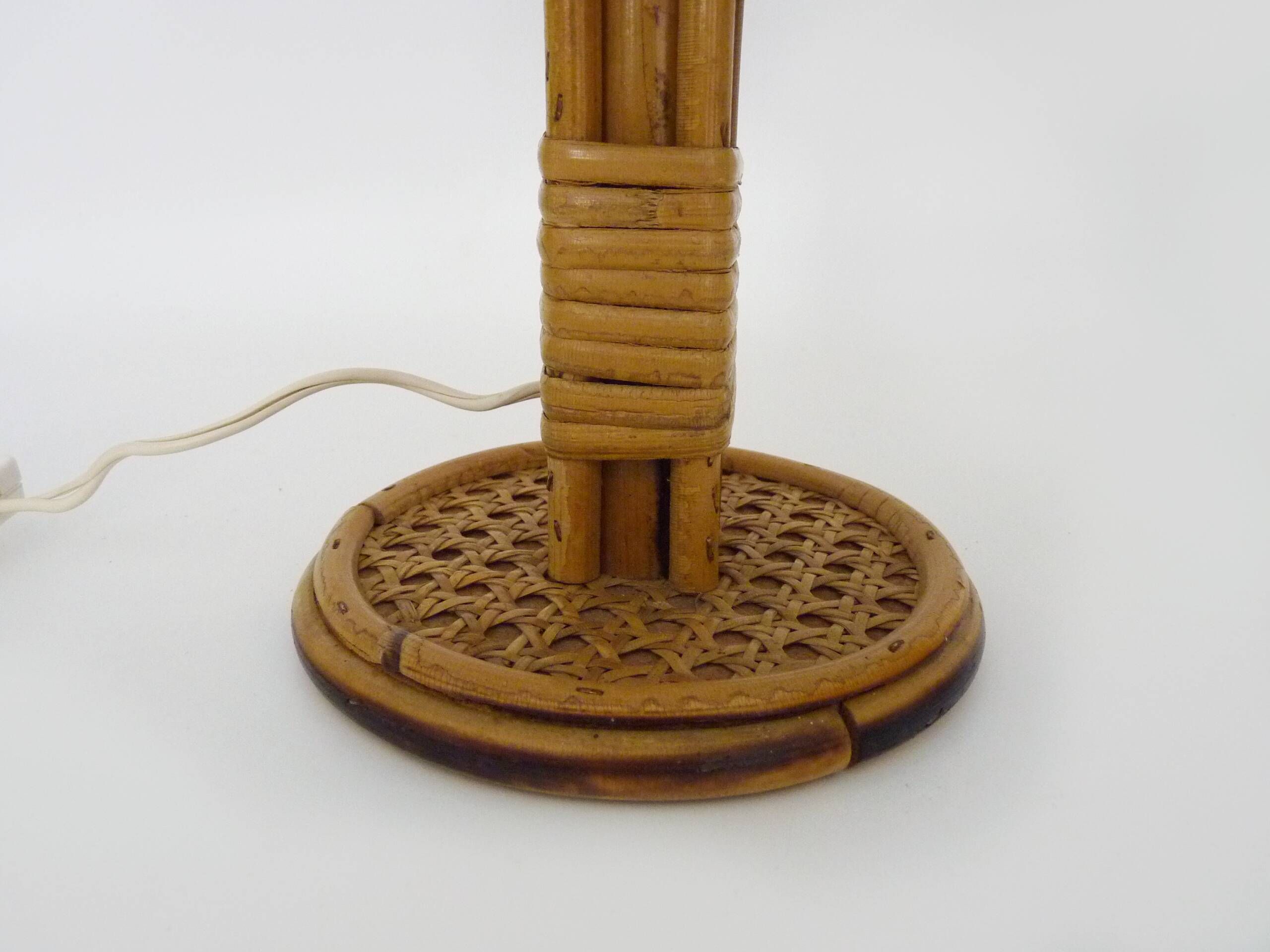 Pair of bamboo rattan cane lamps. Italy, 1950s and 1960s.