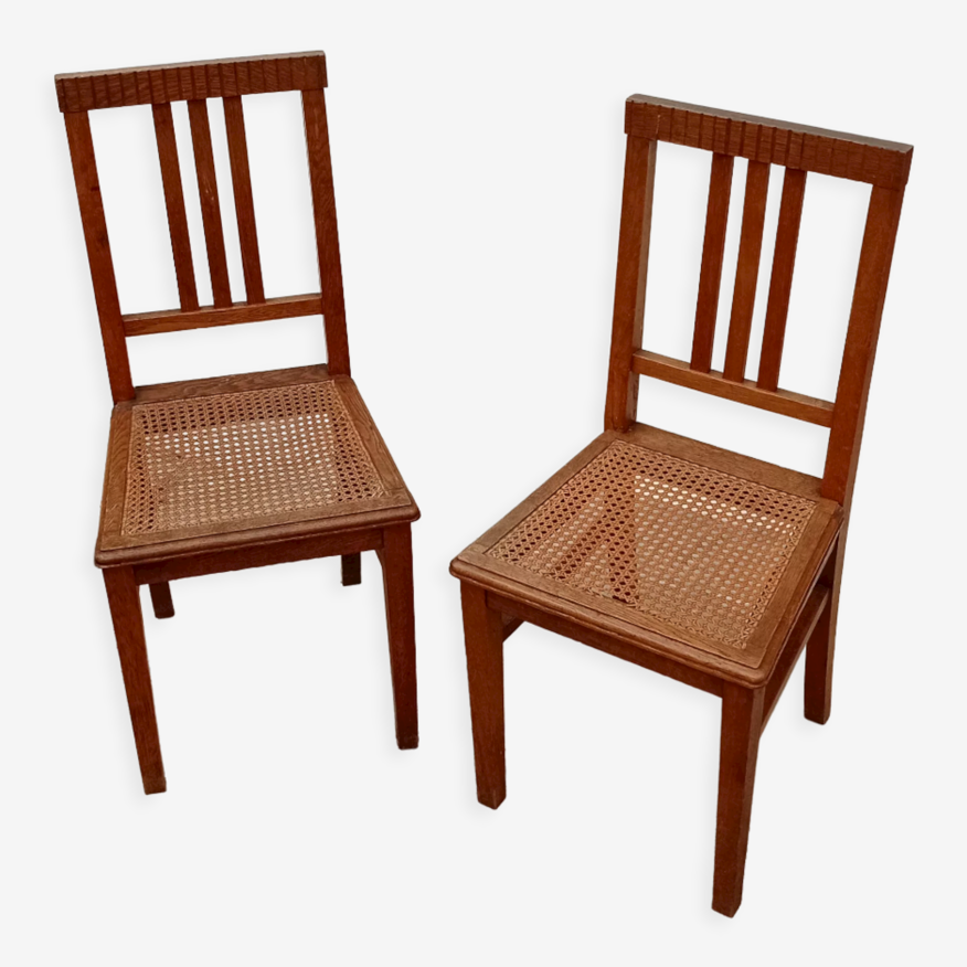 Paire de chaises cannées anciennes | Selency