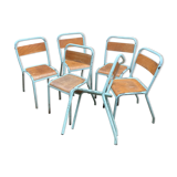 Lot of 6 sky blue Tolix chairs
