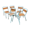 Lot of 6 sky blue Tolix chairs