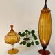 Amber glass dragée dish from Empoli, Italy - 1960s