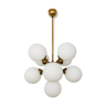 Brass and opaline glass Sputnik chandelier