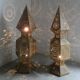 Large openwork metal floor lamps, Morocco, 1980s, set of 2