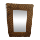 Mirror in woven water hyacinth