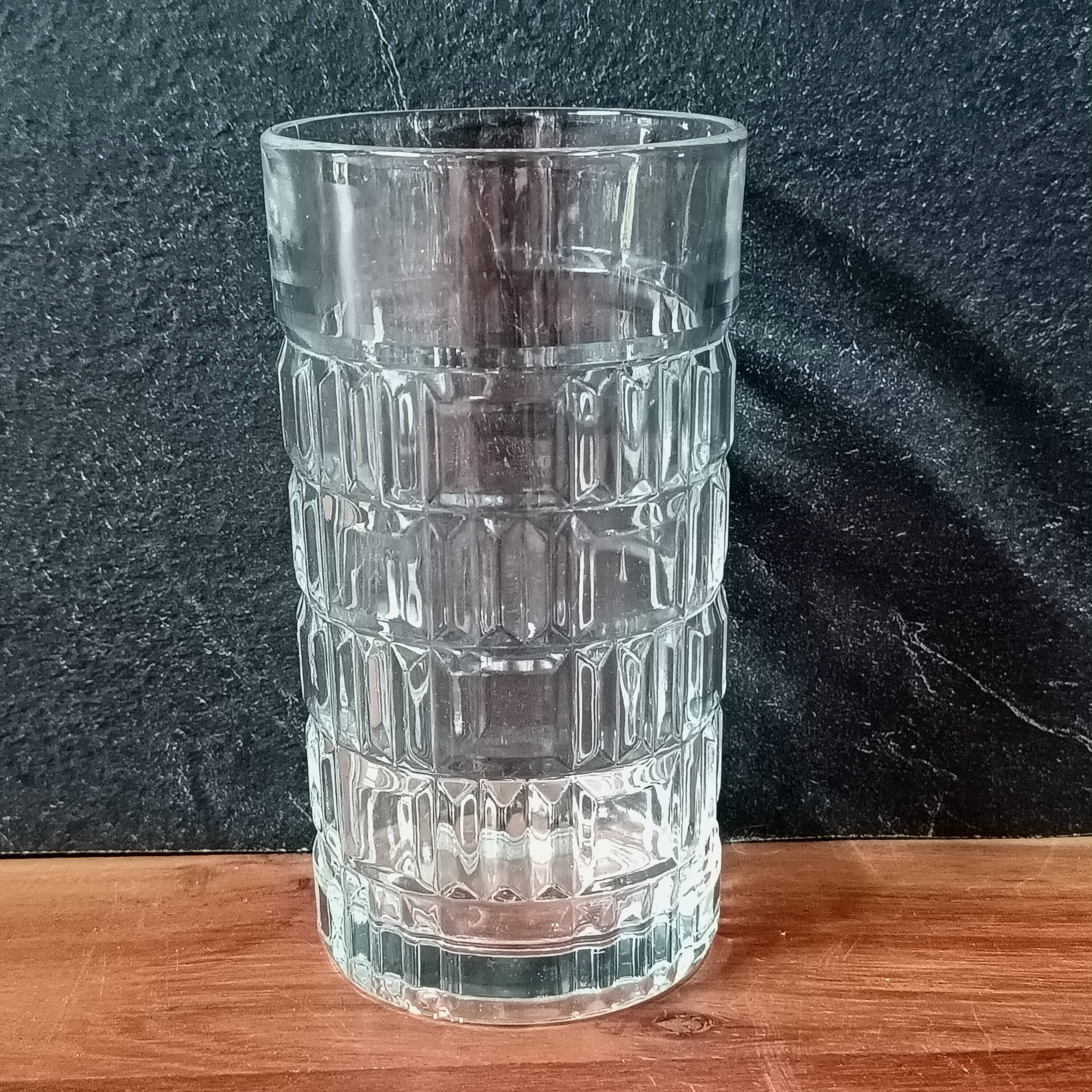 1970s glass orangeade set, 6 vintage Luminarc glasses and pitcher