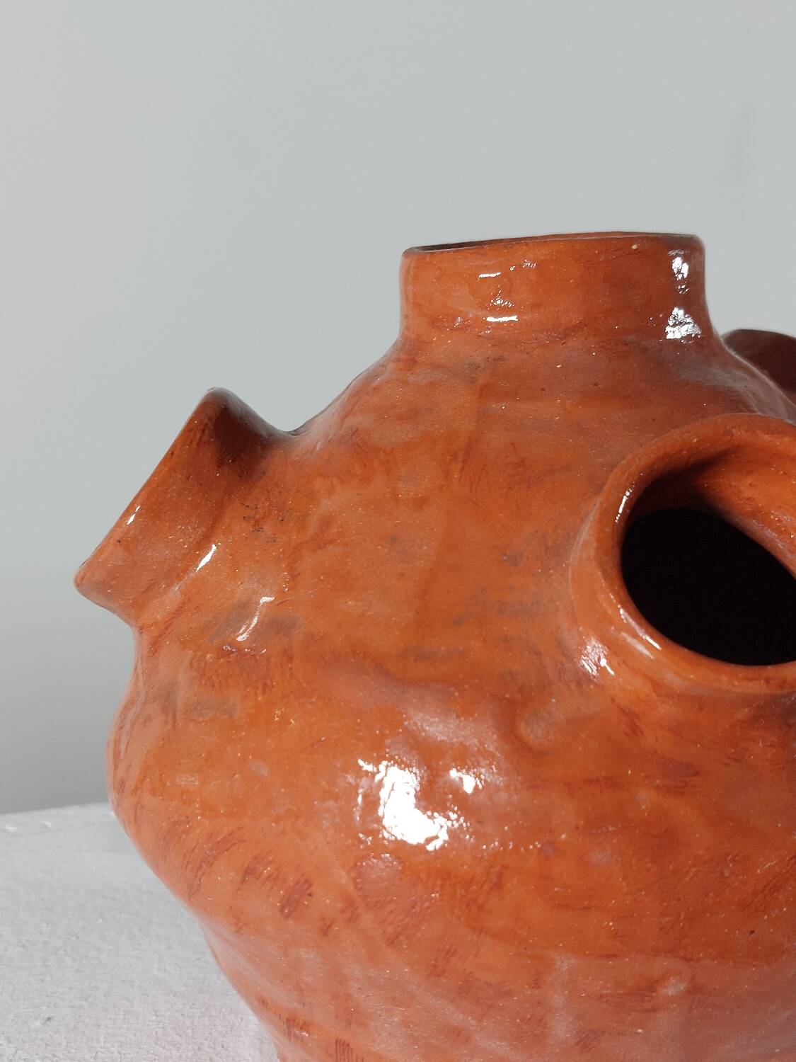 Vintage mid-century organic terracotta ceramic vase.