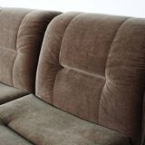 Vintage velvet brown / green modular sofa, 3-elements