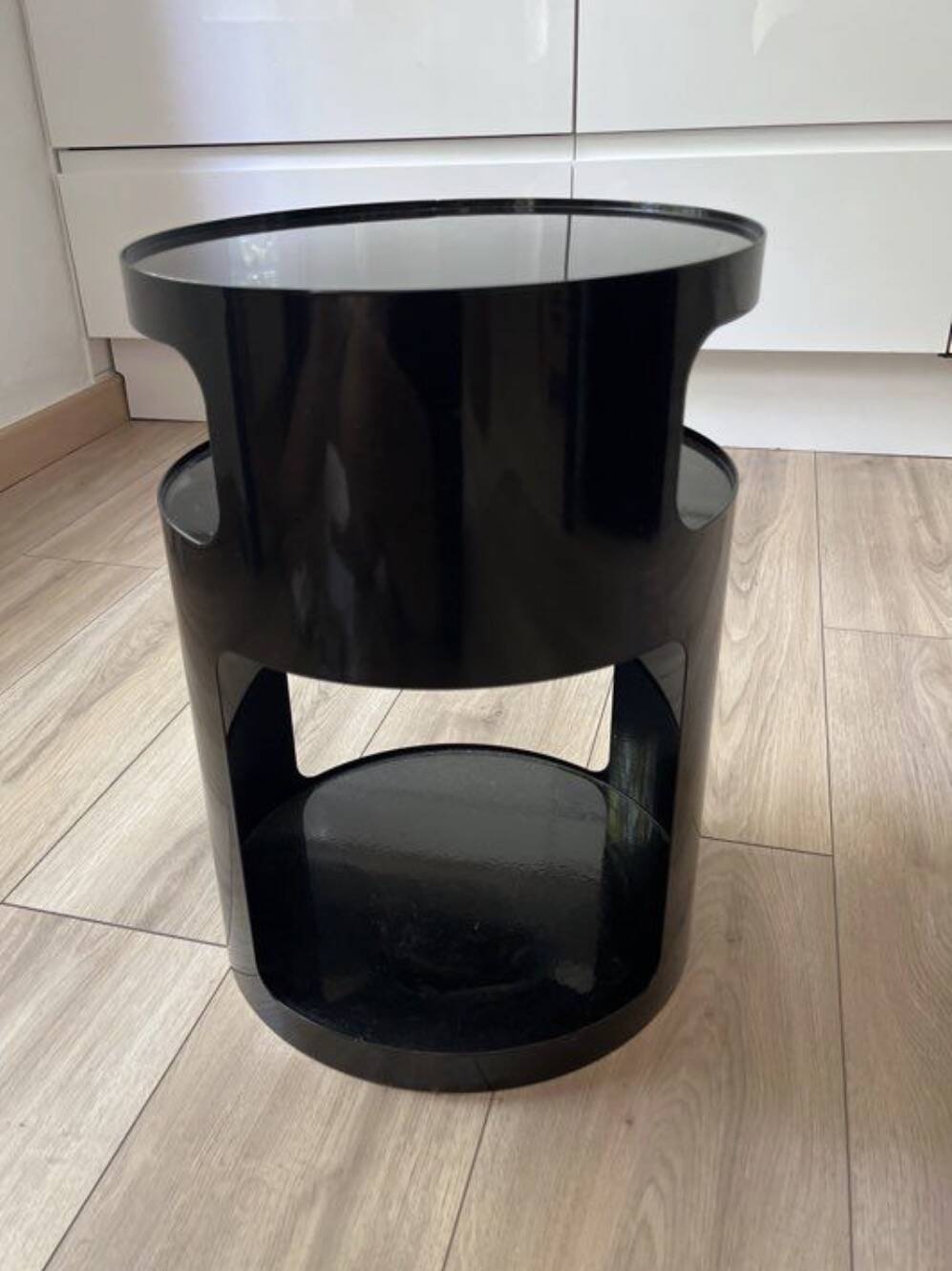 Black metal side table