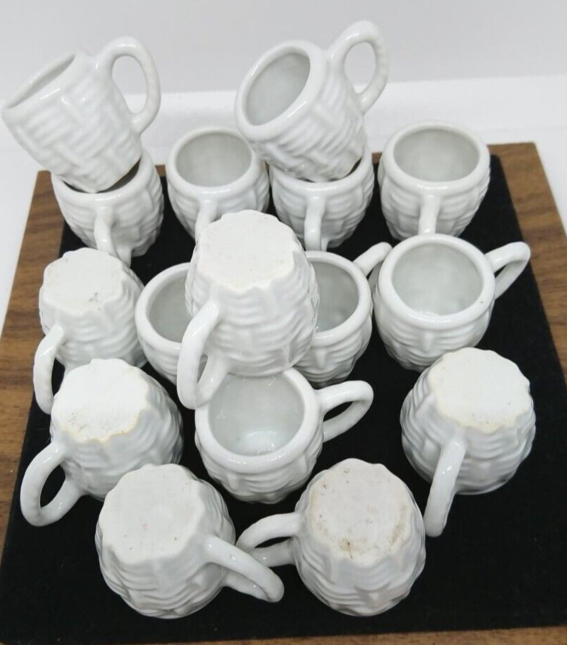 White Ceramic Mini-Chopes/Shot Basket Decor