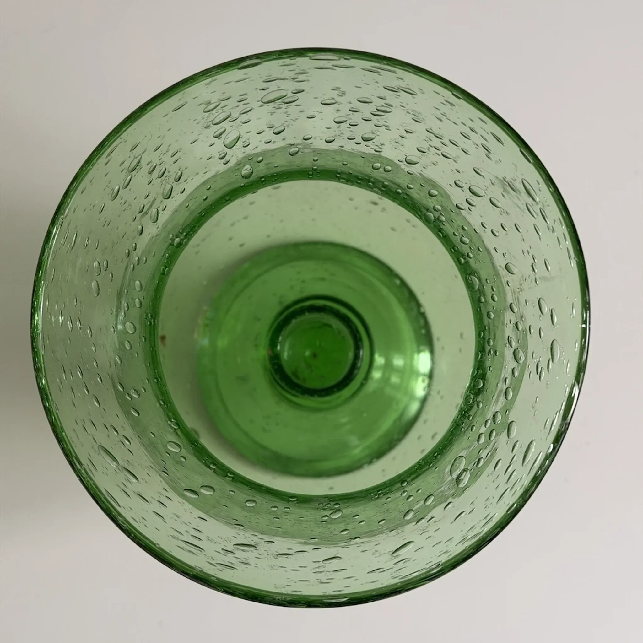 Green blown glass photophore from the Biot glassworks, height 22 cm.