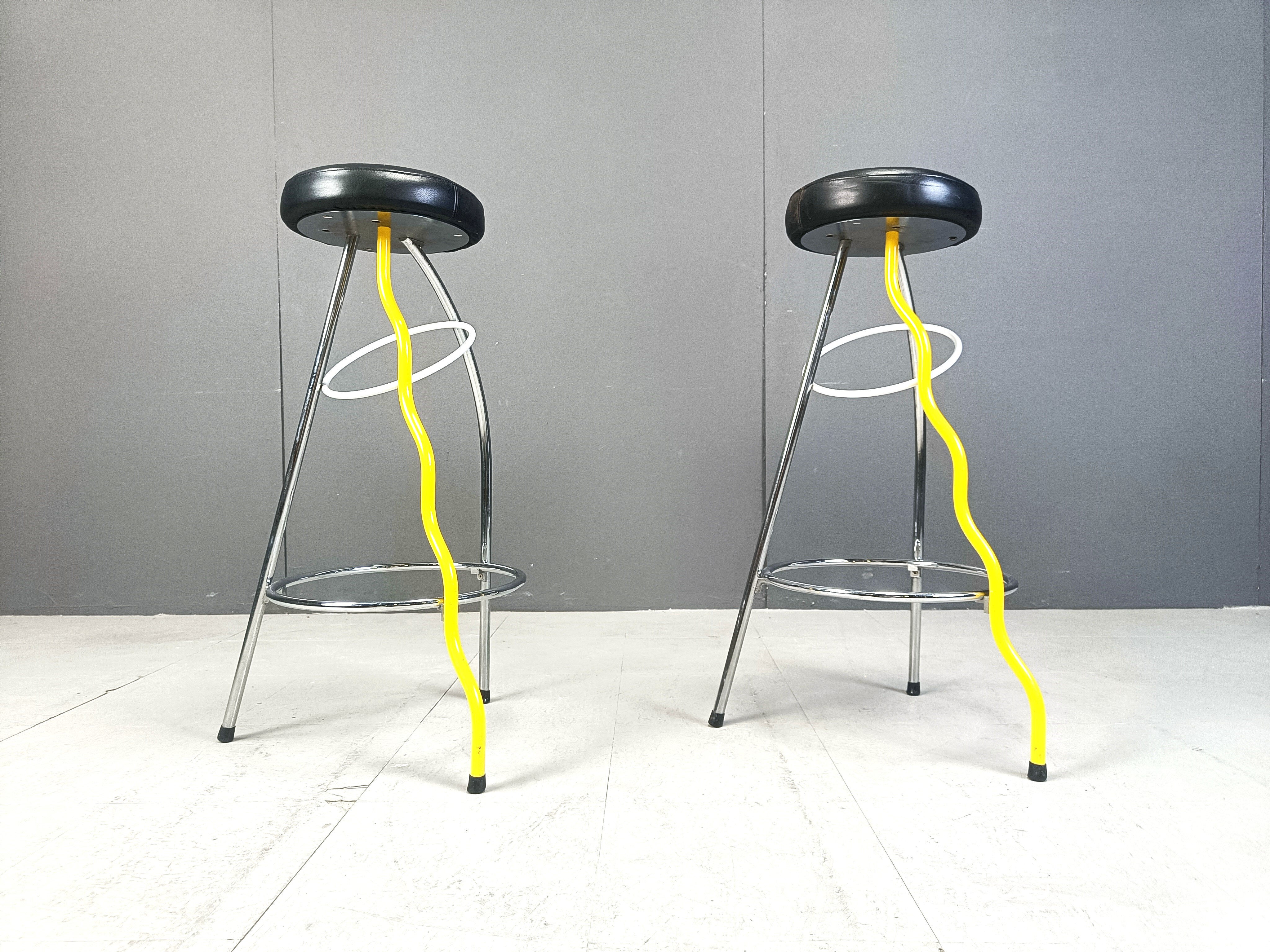 Pair of Duplex stools by Javier Mariscal for BD 1980s Memphis