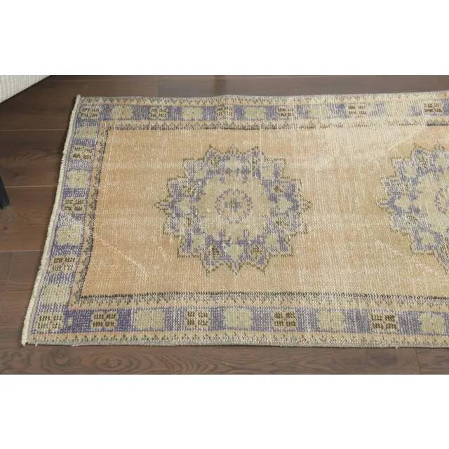 1970s Vintage Turkish Hand-Knotted Wool Cotton Orange Runner Rug 77x314