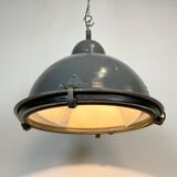 Grey Industrial Pendant Lamp with Clear Glass Cover, 1970s