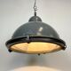 Grey Industrial Pendant Lamp with Clear Glass Cover, 1970s