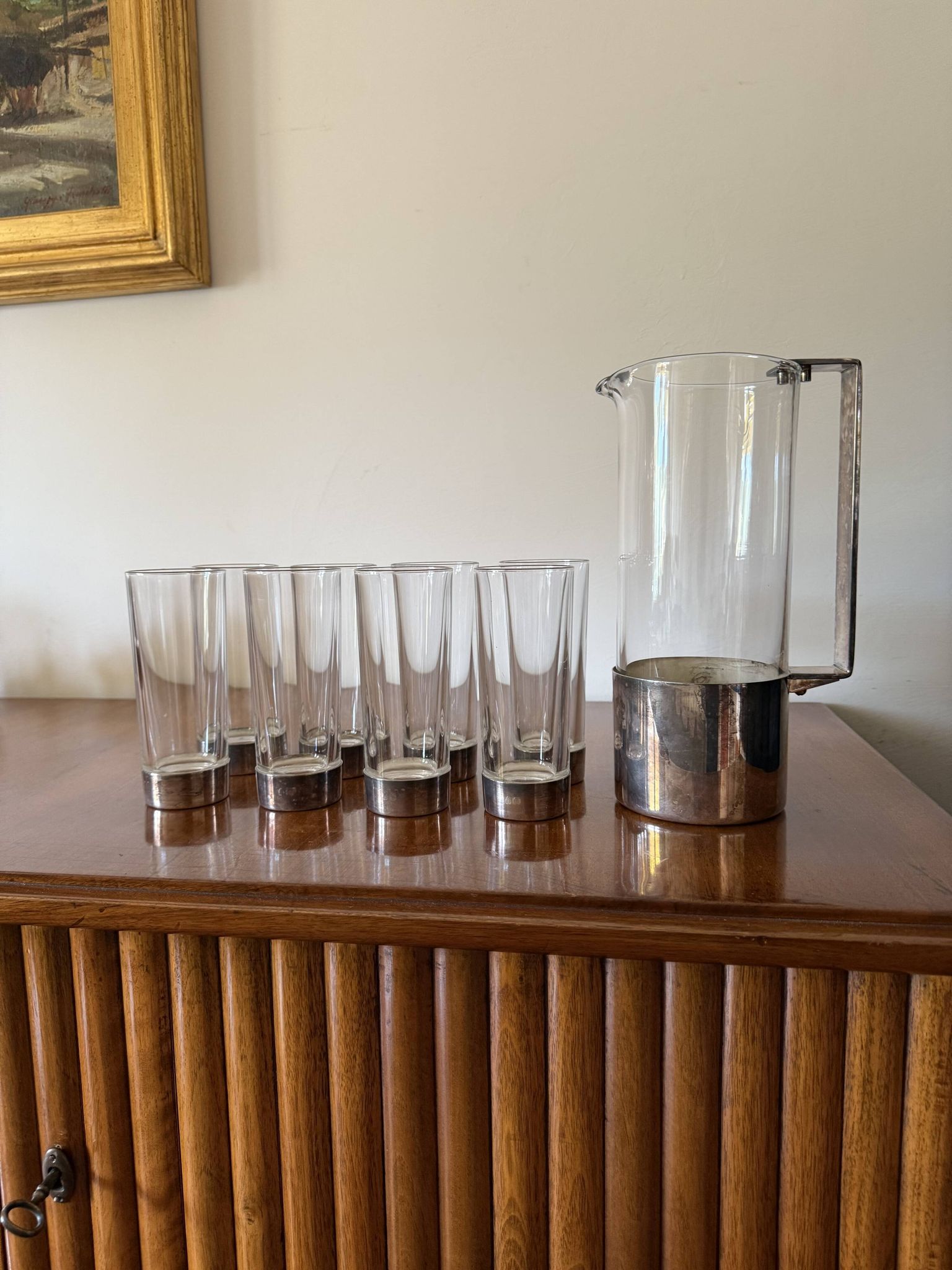 Hollywood Regency silverplate cocktail set, Italy 1970s