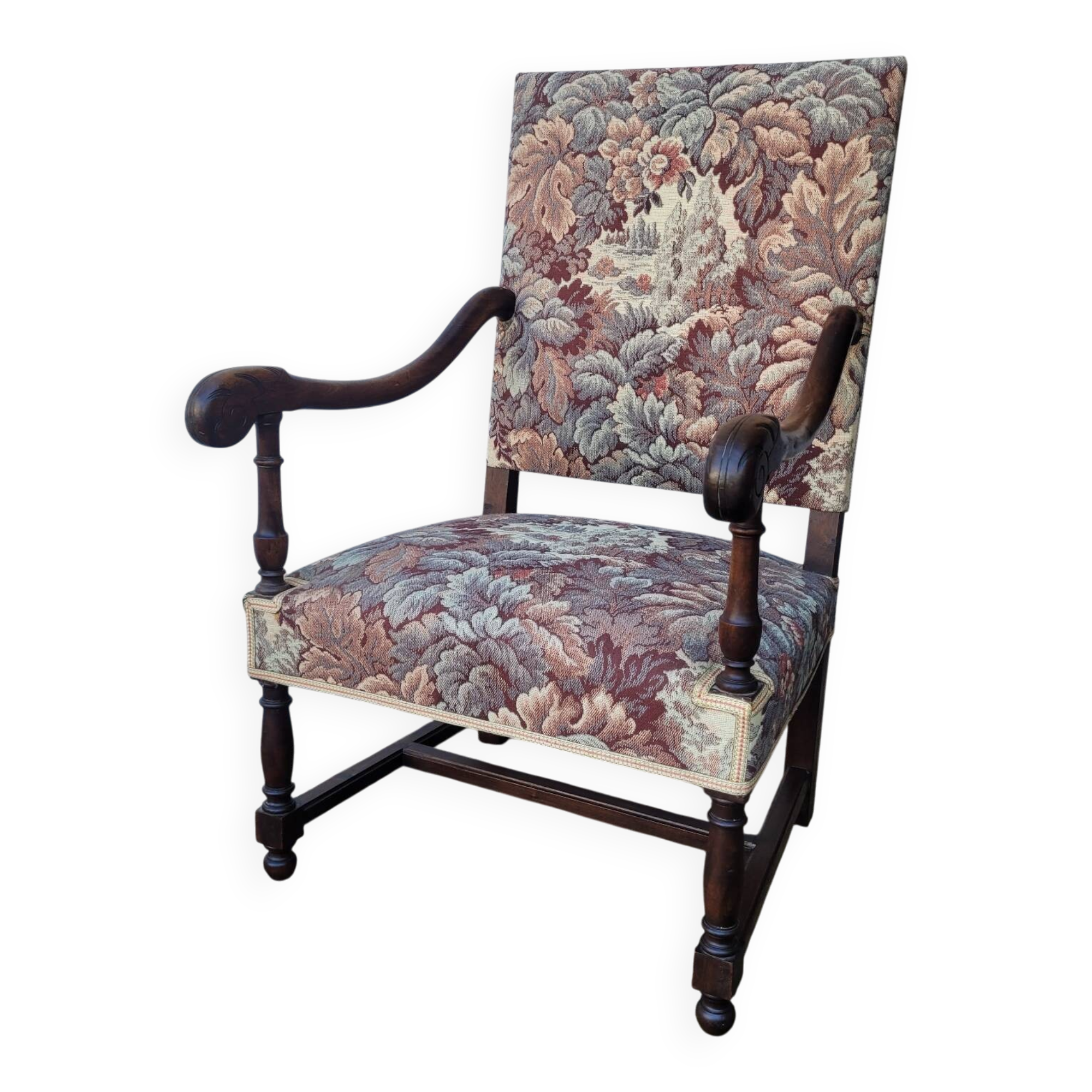 Large "Sheep Bone" armchair — Louis XIII style, late 19th century