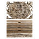 Sculpted cast iron bench and white patina wood
