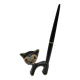 Porte stylo zoomorphe chat bronze patine noir design vintage